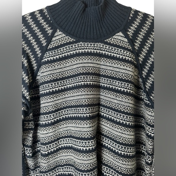 Cyrus Women’s Sweater Large Blue Striped Knit Long Sleeve Mock Neck Pullover - Picture 6 of 8